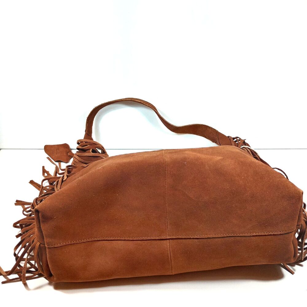 NWT Haute Hippie Style Brown Suede Leather Fringe Hobo Shoulder Bag Boho Purse - Picture 8 of 10